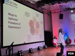 Peneliti SETARA Institute Sayyidatul Insiyyah mengatakan kondisi kebebasan berekspresi dan berpendapat di tanah air sedang tidak baik-baik saja (VOA/Ghita Intan)